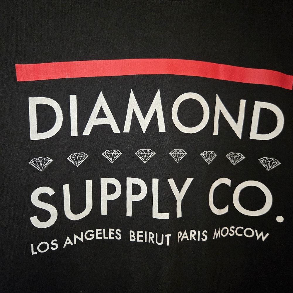 Diamond Supply Men’s Cropped Fit Black T-shirt Made In USA Logo Size Medium - Picture 2 of 12